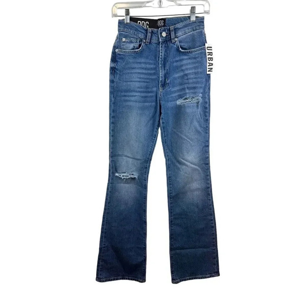 Urban Outfitters High Rise Ripped Flared Jeans Size 25 - Picture 2 of 15